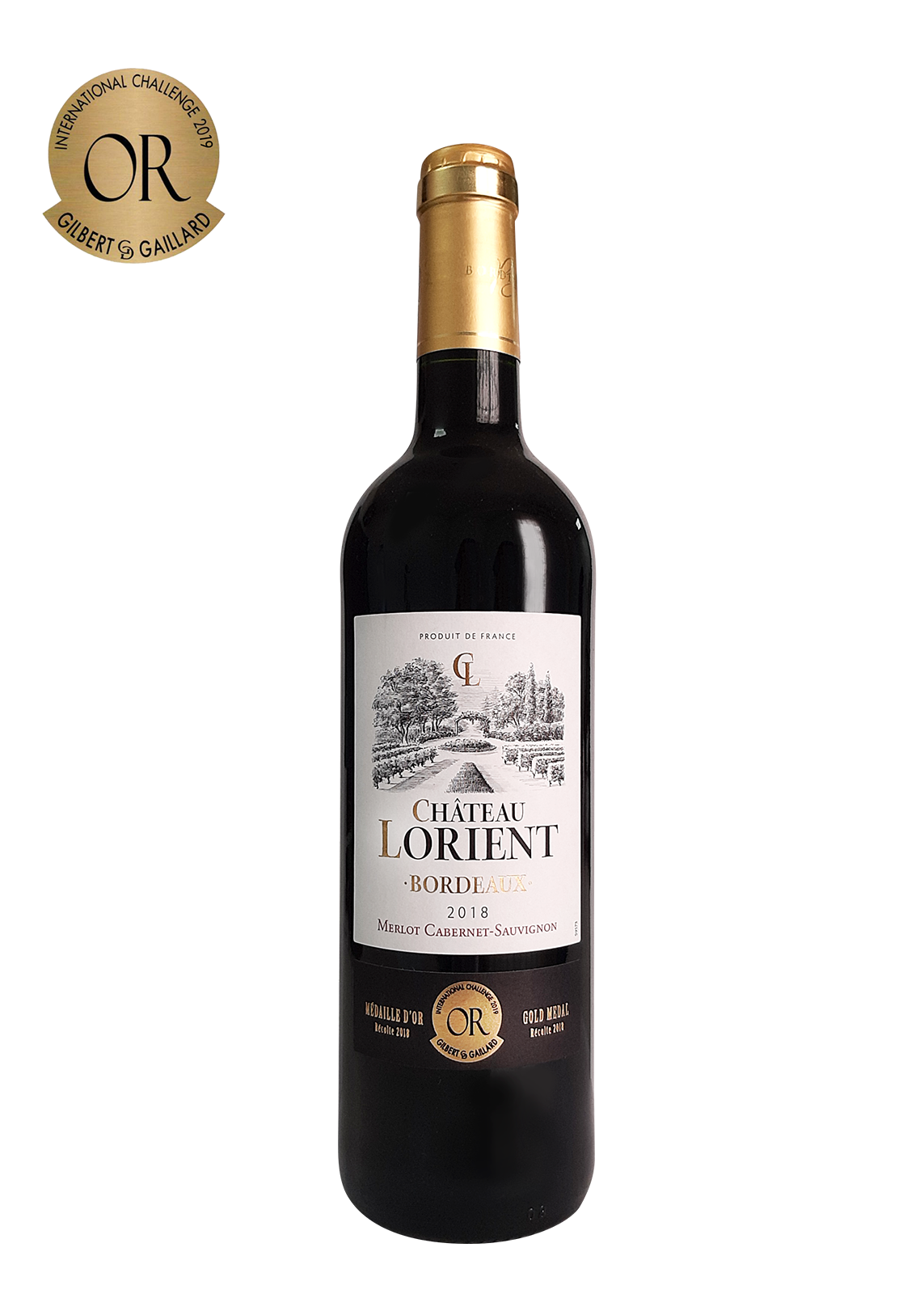 Chateau Lorient Bordeaux Rouge Aoc Gold Medal 2018 75cl Gilbert Gaillard International Challenge 2019 Merlot Centaurus International