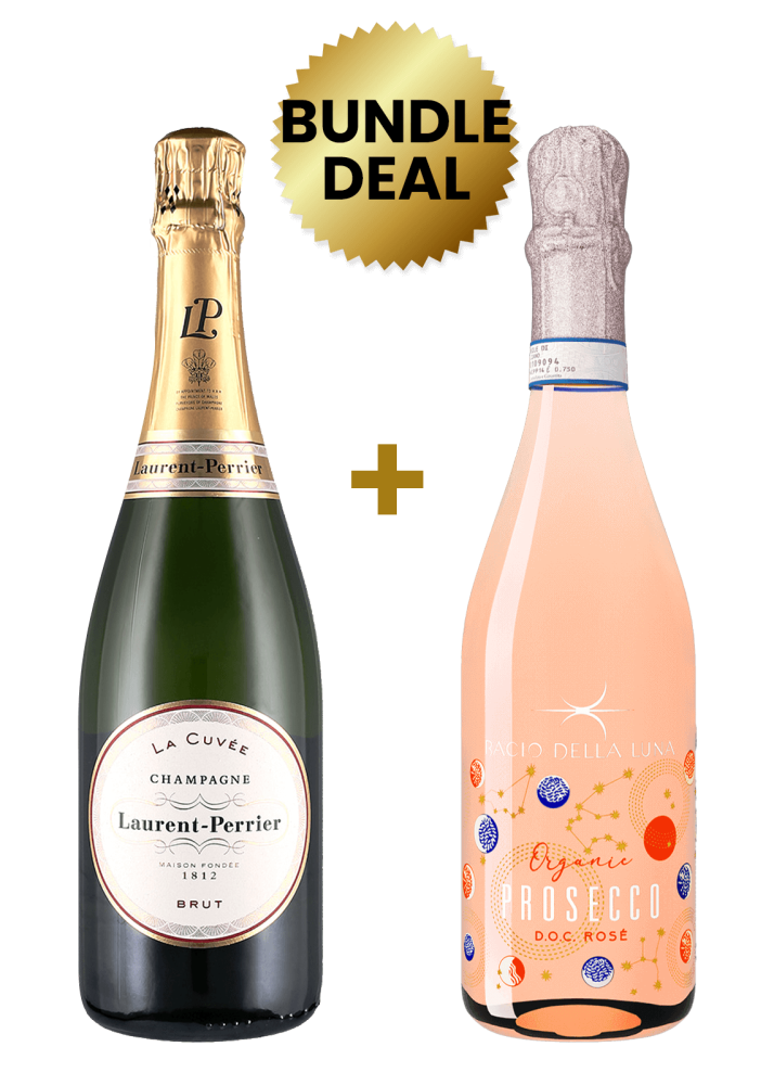 1 Btl Laurent Perrier La Cuvee Brut 75Cl + 1 Btl Bacio Della Luna Organic Prosecco Doc Rose Extra Dry 75Cl