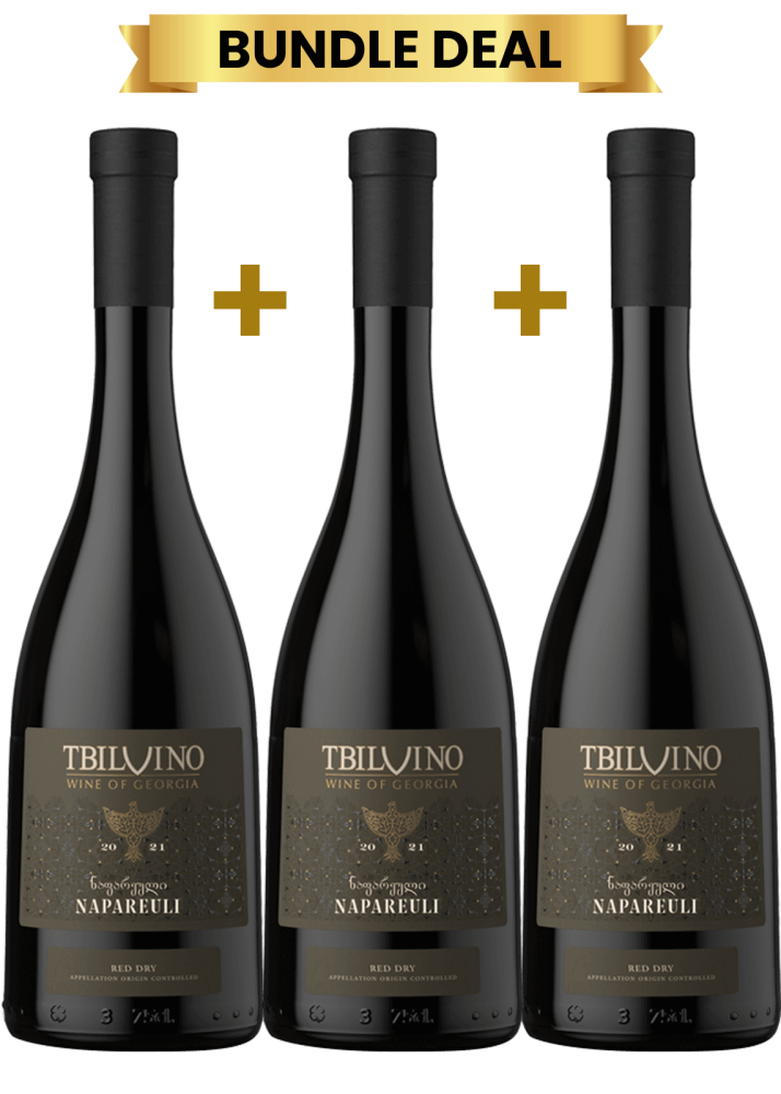 3 Btls Tbilvino Napareuli Red Dry 75 Cl Promo