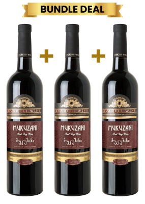 3 Btls Kvareli Wine Mukuzani Dry Red 75Cl Promo