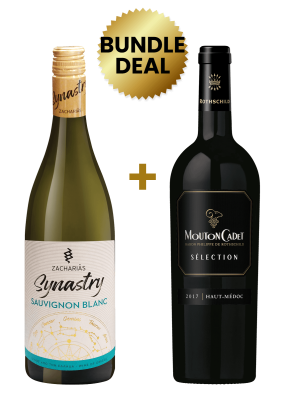 1 Btl Synastry Sauvignon Blanc 75Cl + 1 Btl Mouton Cadet Selection Haut-Medoc 75Cl