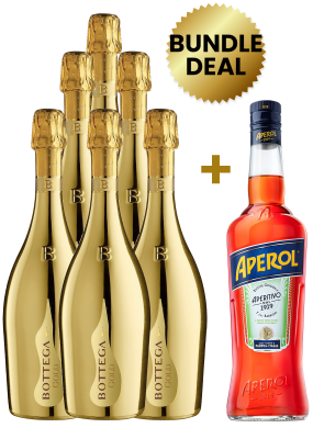 6 Btl Bottega Gold Prosecco 75Cl + 1 Btl Aperol Aperitivo 1L